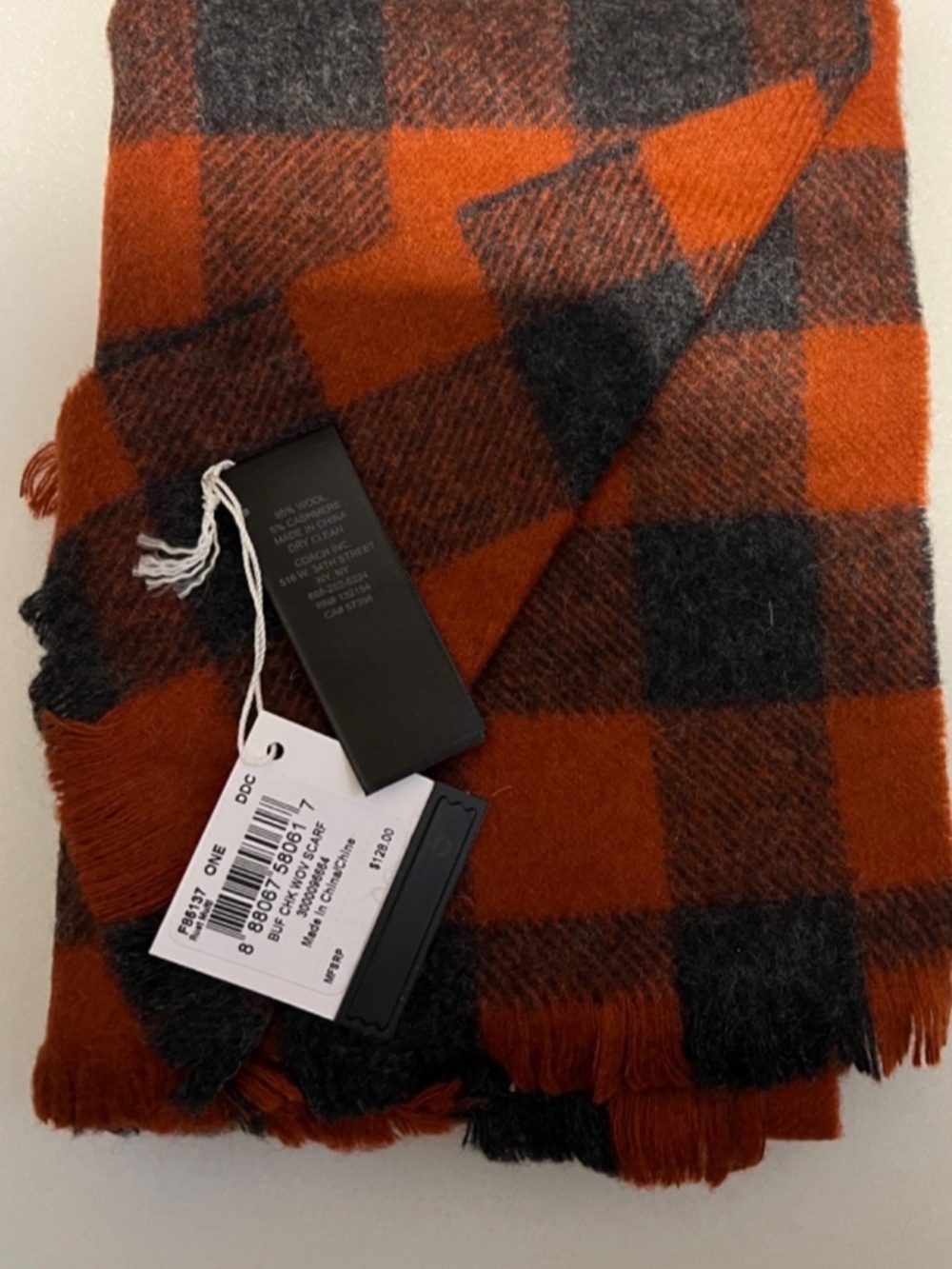 COACH CASHMERE/WOOL PLAID BUFFALO CHK WOVEN SCARF NEW W/TAGS+BOX